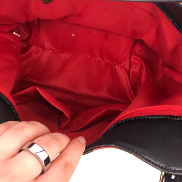 Desigual Red & Black Geometric Floral Heart Purse - Picture 4 of 5